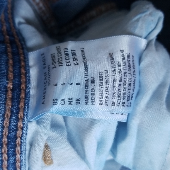 (4) American Eagle Light Wash Stretch Kick Boot Extra Shorts Jeans - Picture 4 of 12